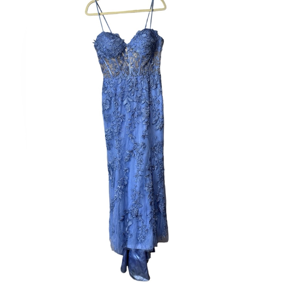 Sherri Hill Periwinkle corset top, sweetheart neckline, fitted gown, Size 14 - Picture 3 of 10